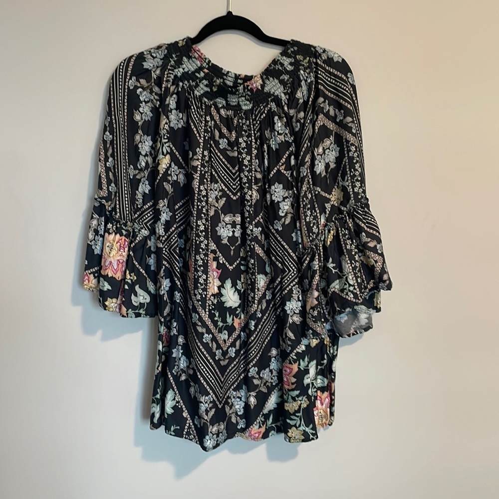 Nannette Leopore floral off the shoulder flounce dress